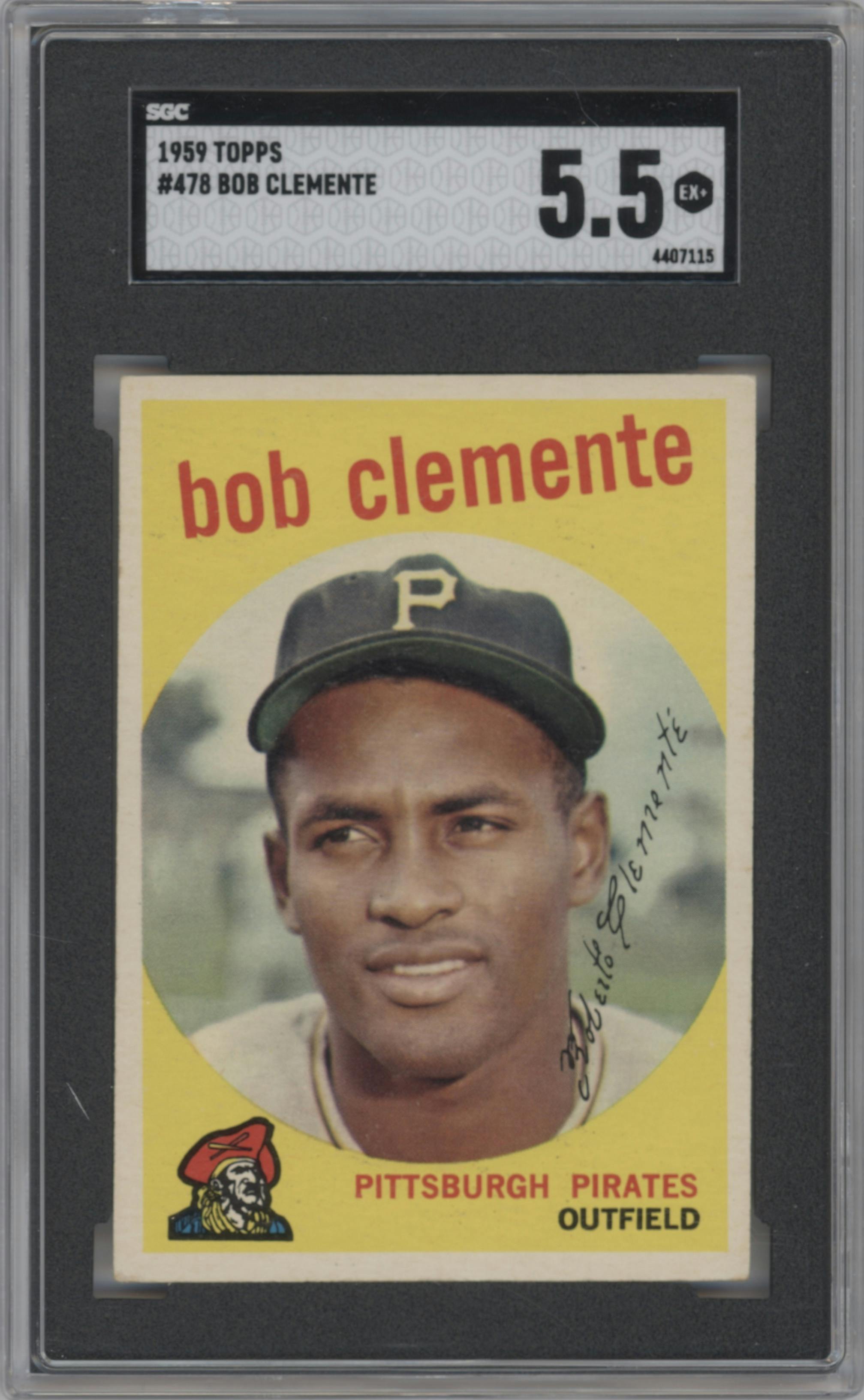 Bob Clemente from the 1959 Topps set graded by SGC and given an overall grade of 5.5.