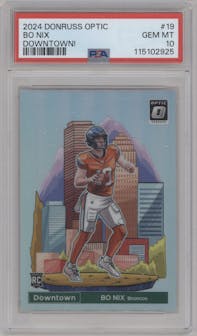 Bo Nix from the 2024 Donruss Optic set graded by PSA and given an overall grade of 10.