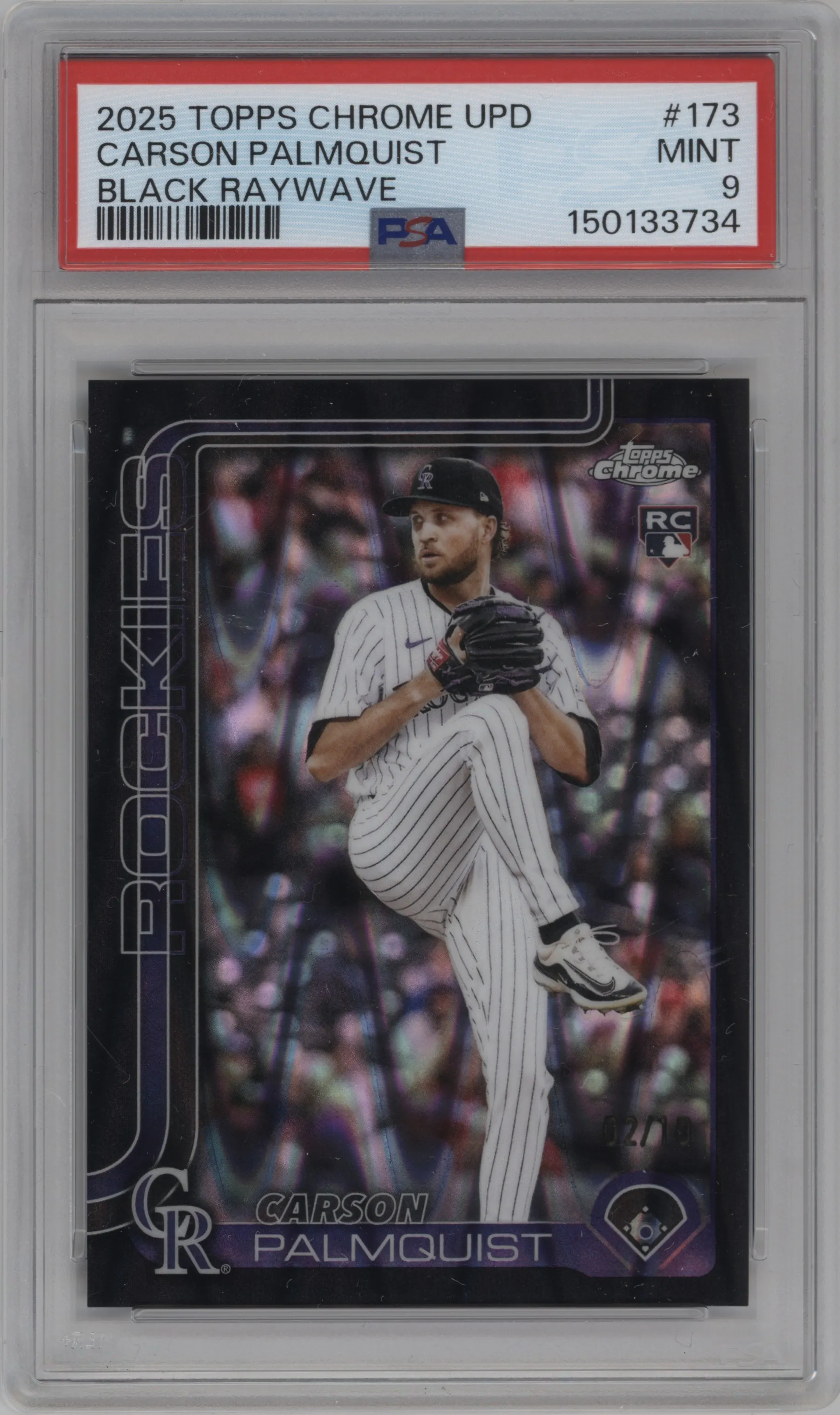 2025 Topps Chrome Update Carson Palmquist Black RayWave Refractor #USC173 PSA 9