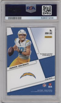 Justin Herbert from the 2020 Panini Mosaic set graded by PSA and given an overall grade of 10.