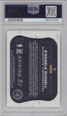 D'Angelo Russell from the 2020-21 Panini Donruss Optic set featuring a Gold parallel graded by PSA and given an overall grade of 10.