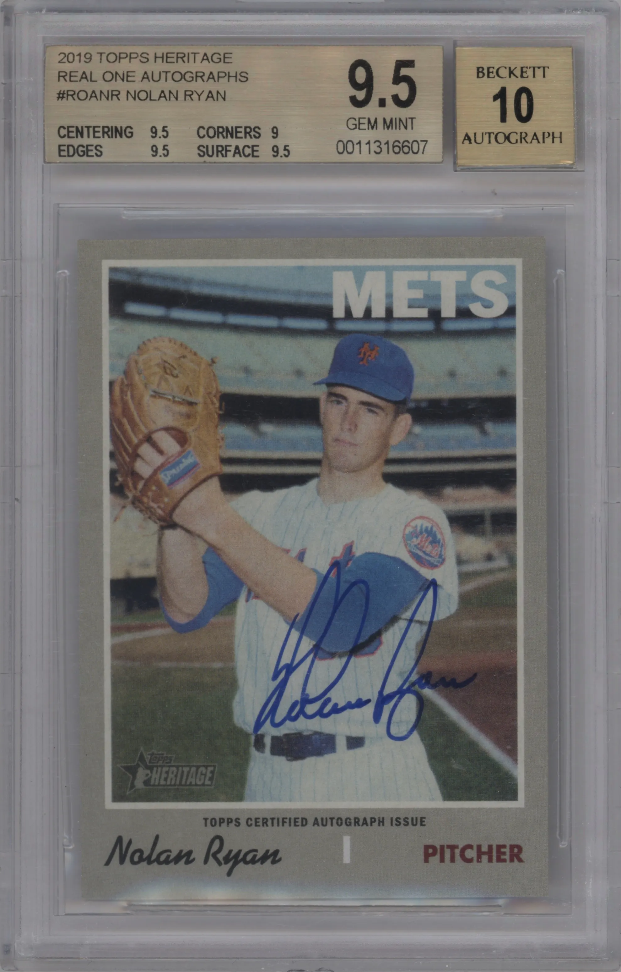 2019 Topps Heritage Real One Auto Nolan Ryan #ROA-NR BGS 9.5