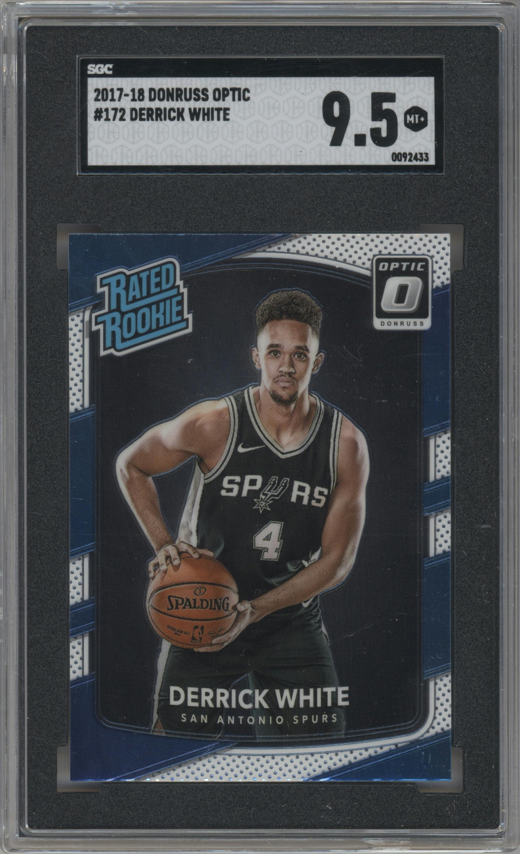 Derrick White from the 2017-18 Panini Donruss Optic set graded by SGC and given an overall grade of 9.5.