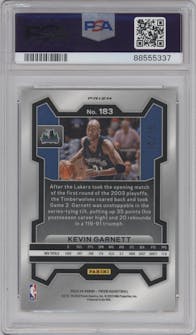 Kevin Garnett from the 2023-24 Panini Prizm set featuring a FOTL Gold Shimmer parallel graded by PSA and given an overall grade of 10.