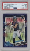 C.J. Stroud from the 2023 Donruss Optic set featuring a  Purple Shock parallel graded by PSA and given an overall grade of 10.