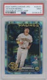 Jackson Merrill from the 2024 Topps Chrome Update set featuring a Aqua/Blue Lava Lamp Refractor parallel graded by PSA and given an overall grade of 9.