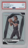 Stephon Castle from the 2024-25 Panini Prizm set featuring a Silver Prizm parallel graded by PSA and given an overall grade of 9.