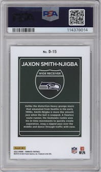 Jaxon Smith-Njigba from the 2023 Panini Donruss set graded by PSA and given an overall grade of 9.