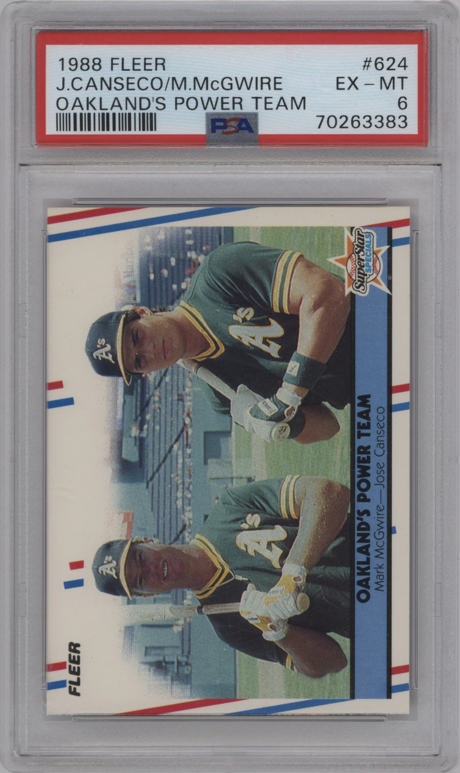 1988 Fleer Mark McGwire/Jose Canseco #624 PSA 6