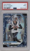 Bryce Young from the 2024 Panini Prizm set featuring a Navy Camo parallel graded by PSA and given an overall grade of 9.