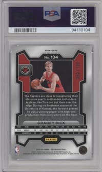 Gradey Dick from the 2023-24 Panini Prizm set featuring a Blue Prizm parallel graded by PSA and given an overall grade of 9.