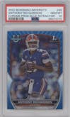 Anthony Richardson from the 2022 Bowman University Chrome set featuring a Blue Refractor parallel graded by PSA and given an overall grade of 10.