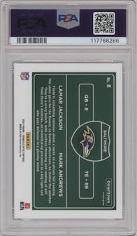 Lamar Jackson/Mark Andrews from the 2024 Donruss Optic set graded by PSA and given an overall grade of 10.
