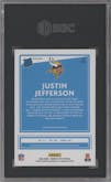 Justin Jefferson from the 2020 Panini Donruss Optic set featuring a Blue Scope parallel graded by SGC and given an overall grade of 10.