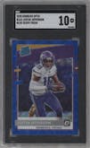 Justin Jefferson from the 2020 Panini Donruss Optic set featuring a Blue Scope parallel graded by SGC and given an overall grade of 10.