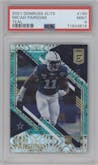 Micah Parsons from the 2021 Panini Donruss Elite set featuring a Teal parallel graded by PSA and given an overall grade of 9.