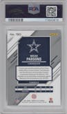 Micah Parsons from the 2021 Panini Donruss Elite set featuring a Teal parallel graded by PSA and given an overall grade of 9.