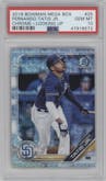 Fernando Tatis Jr. from the 2019 Bowman Mega Box set graded by PSA and given an overall grade of 10.