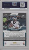 Jalen Hurts from the 2020 Panini Prizm set featuring a Disco parallel graded by PSA and given an overall grade of 10.