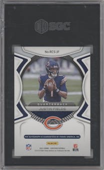 Justin Fields from the 2021 Panini Certified set graded by SGC and given an overall grade of 9.5.