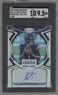 Justin Fields from the 2021 Panini Certified set graded by SGC and given an overall grade of 9.5.