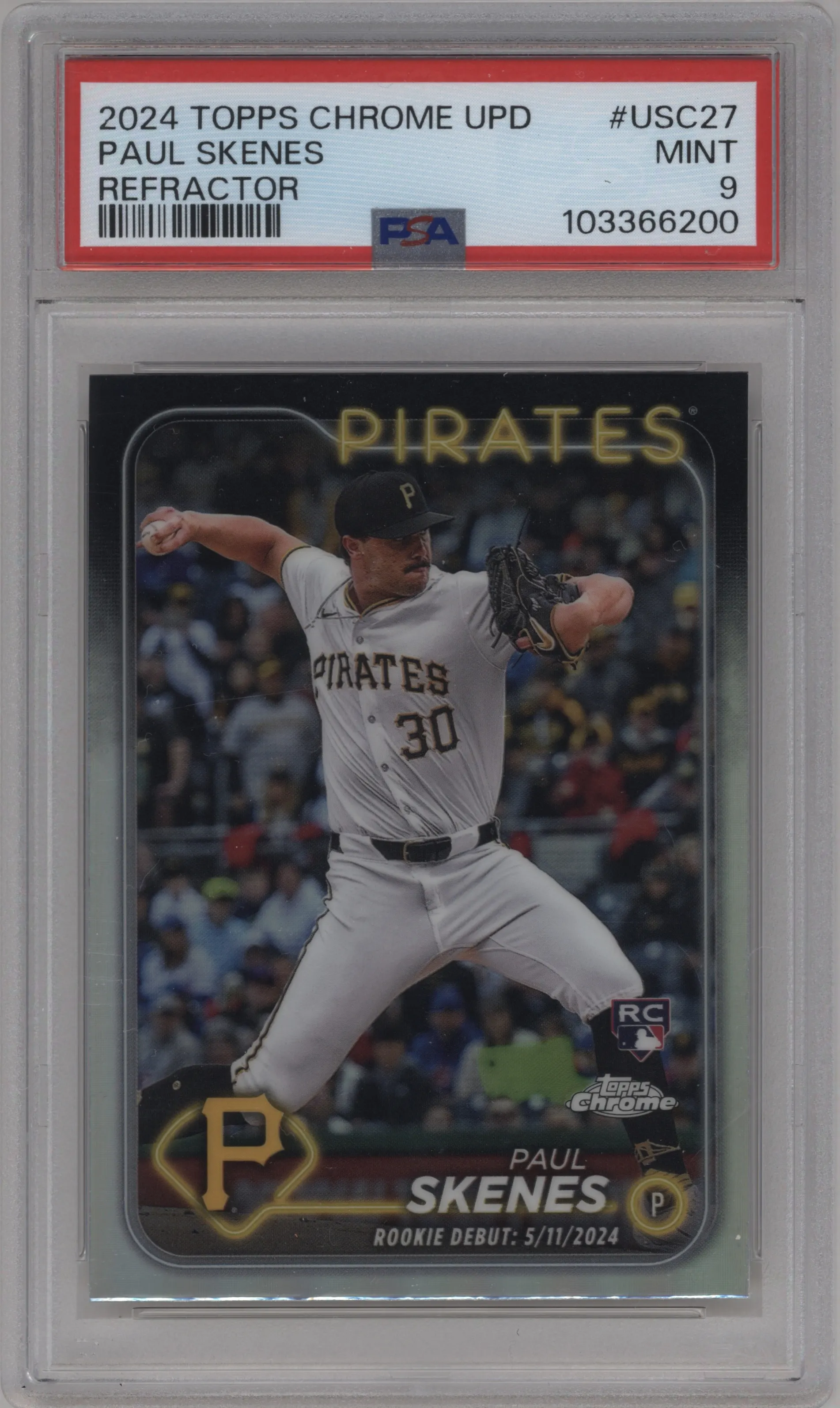 2024 Topps Chrome Update Paul Skenes Refractor PSA 9