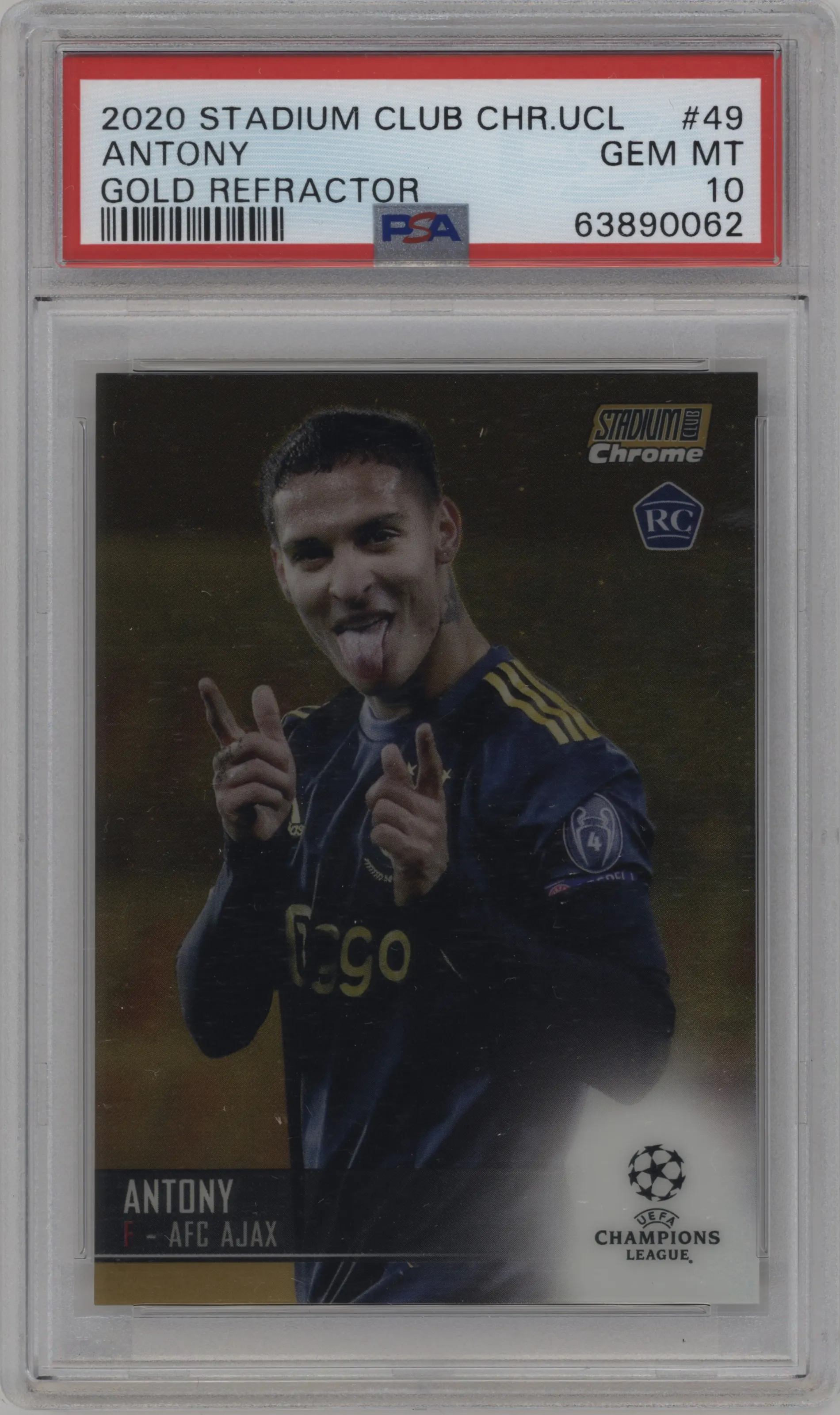 2020 Topps Stadium Club Chrome UEFA CL Antony Gold Refractor PSA 10