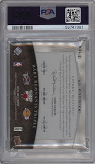 LeBron James/Michael Jordan/Magic Johnson from the 2007-08 Upper Deck Premier set featuring a Silver Spectrum parallel graded by PSA and given an overall grade of 8.
