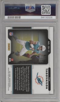 Tua Tagovailoa from the 2021 Panini Obsidian set graded by PSA and given an overall grade of 10.