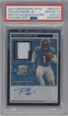 Travis Etienne Jr. from the 2021 Panini Contenders Optic set featuring a Black Scope parallel graded by PSA and given an overall grade of 10.