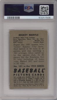 Mickey Mantle from the 1952 Bowman set graded by PSA and given an overall grade of 6.5.