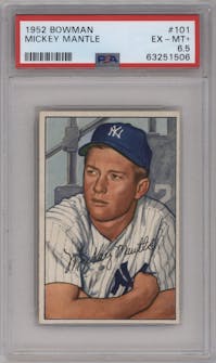 Mickey Mantle from the 1952 Bowman set graded by PSA and given an overall grade of 6.5.