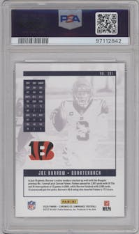Joe Burrow from the 2020 Panini Chronicles set graded by PSA and given an overall grade of 10.