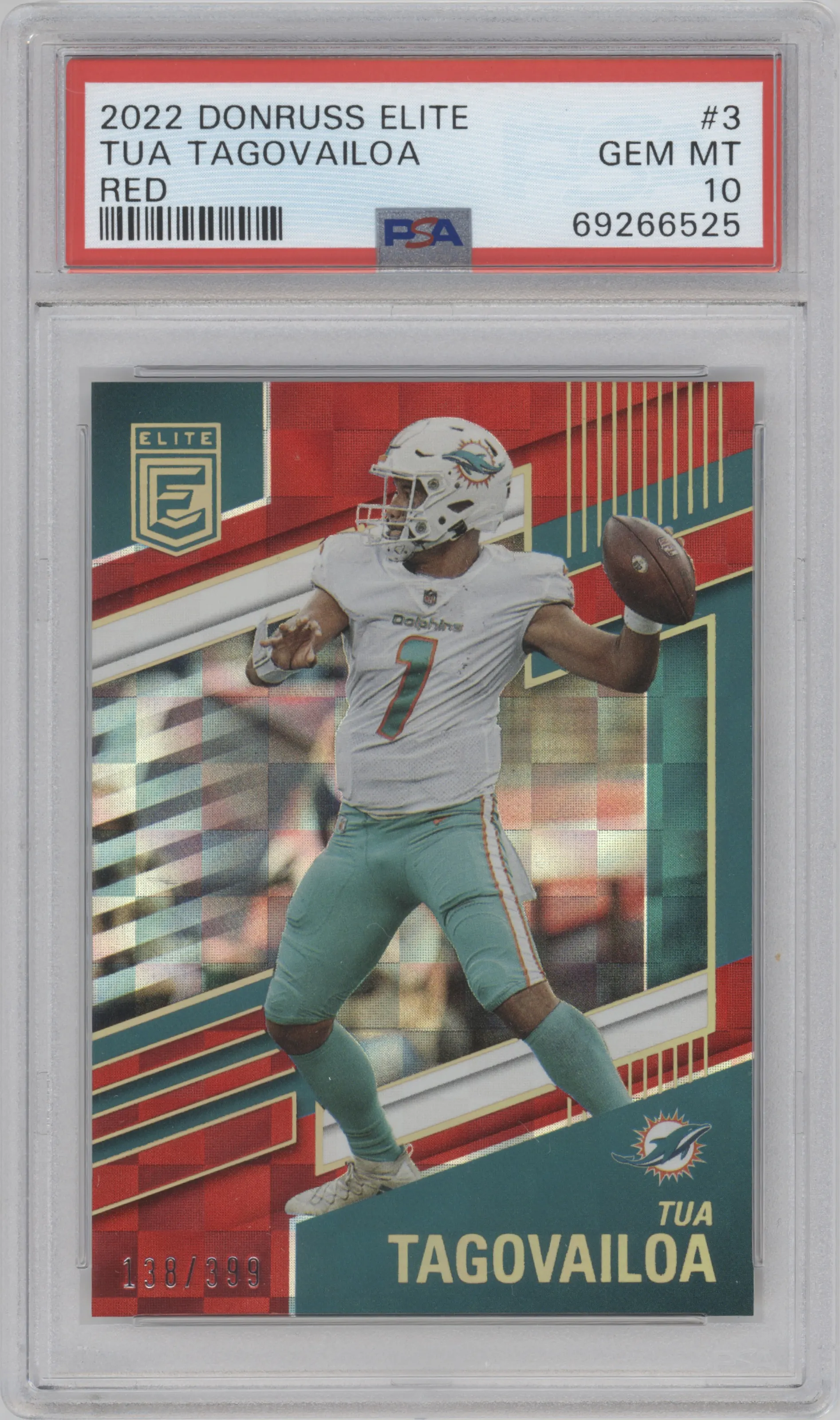 2022 Panini Donruss Elite Tua Tagovailoa Red PSA 10