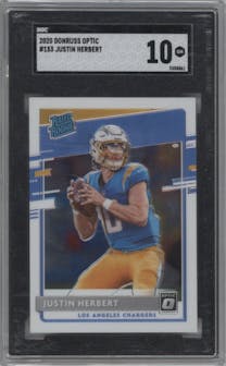 Justin Herbert from the 2020 Panini Donruss Optic set graded by SGC and given an overall grade of 10.