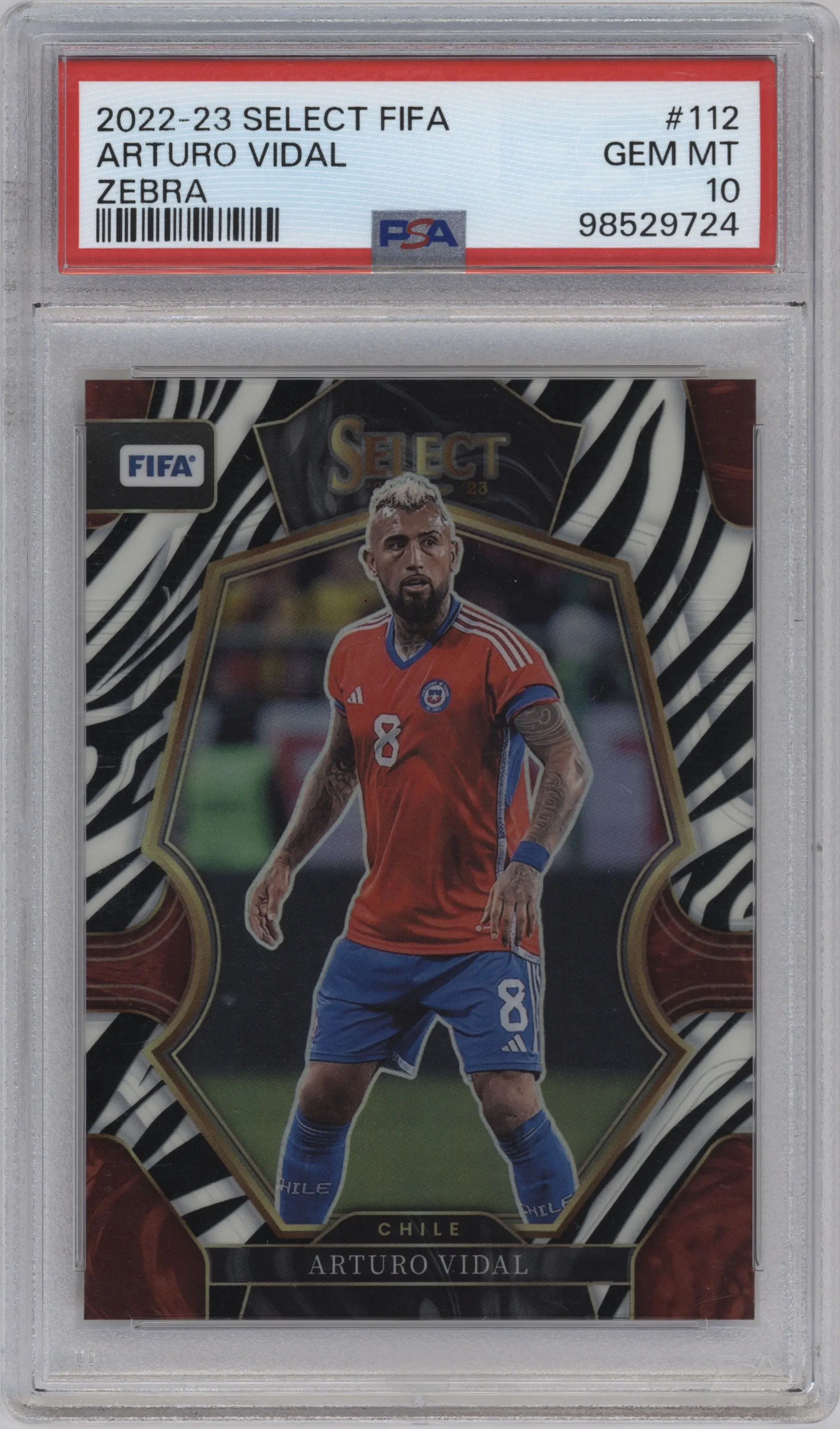 2022 Panini Select FIFA Mezzanine Arturo Vidal Zebra #112 PSA 10