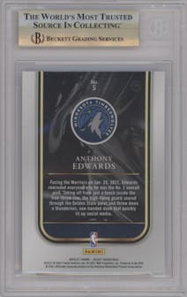 Anthony Edwards from the 2020-21 Panini Select  set graded by Beckett and given an overall grade of 9.5.