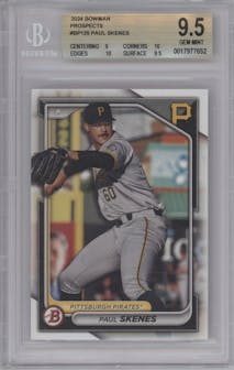 Paul Skenes from the 2024 Bowman set graded by Beckett and given an overall grade of 9.5.