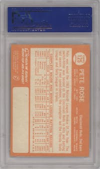 Pete Rose from the 1964 Topps set graded by PSA and given an overall grade of 6.