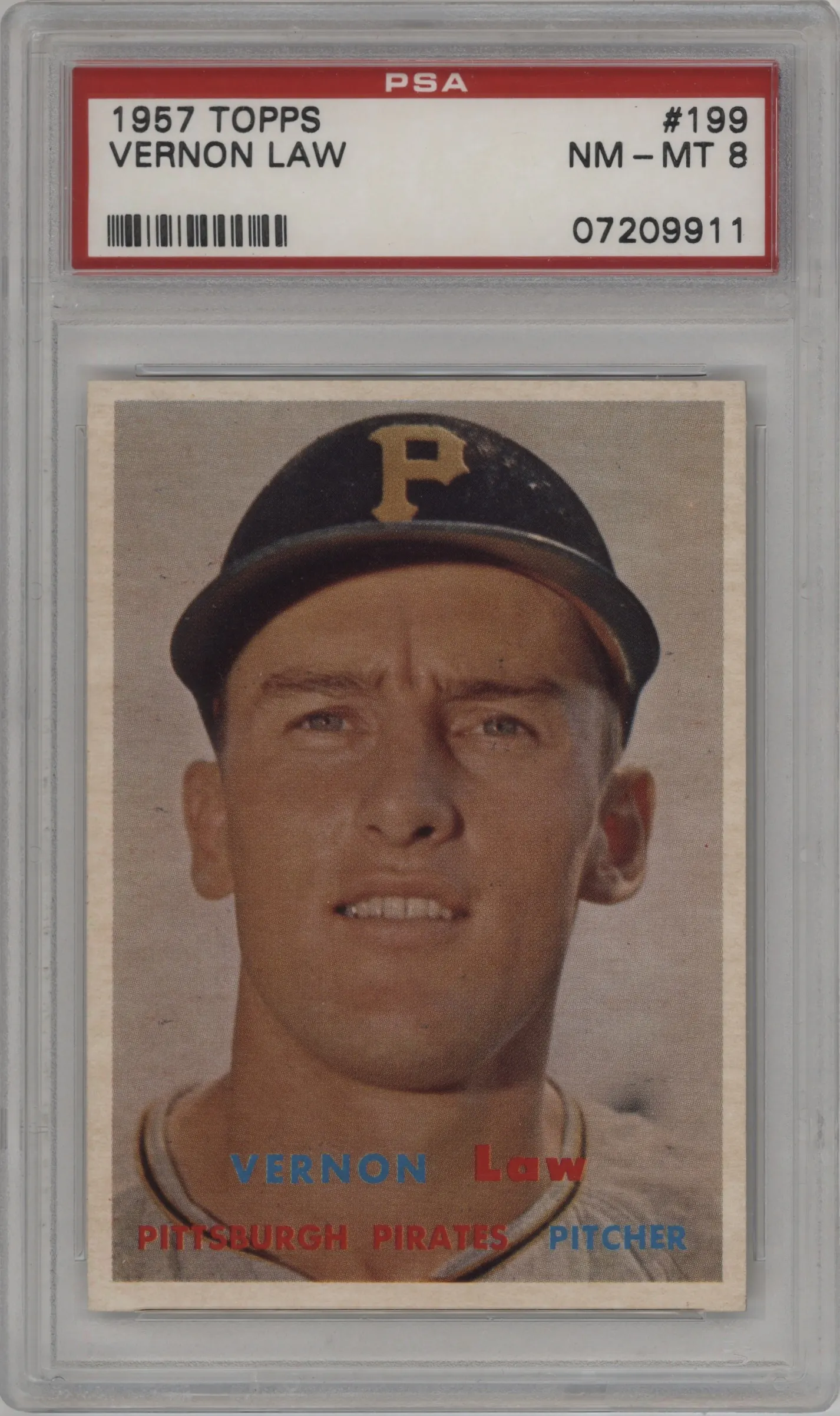 1957 Topps Vernon Law #199 PSA 8