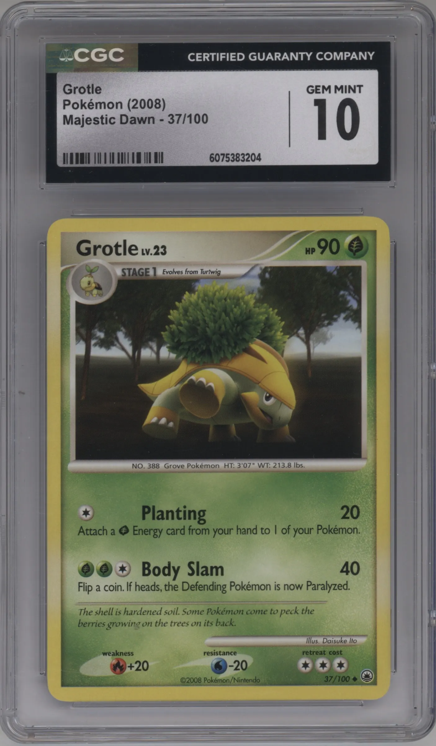 2008 Pokemon D&P Majestic Dawn Grotle #37 CGC 10
