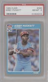 Kirby Puckett from the 1985 Fleer set graded by PSA and given an overall grade of 8.