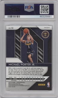 Michael Porter Jr. from the 2018-19 Panini Prizm set featuring a Silver Prizm parallel graded by PSA and given an overall grade of 10.