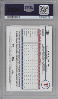 Evan Carter from the 2024 Topps  set graded by PSA and given an overall grade of 10.