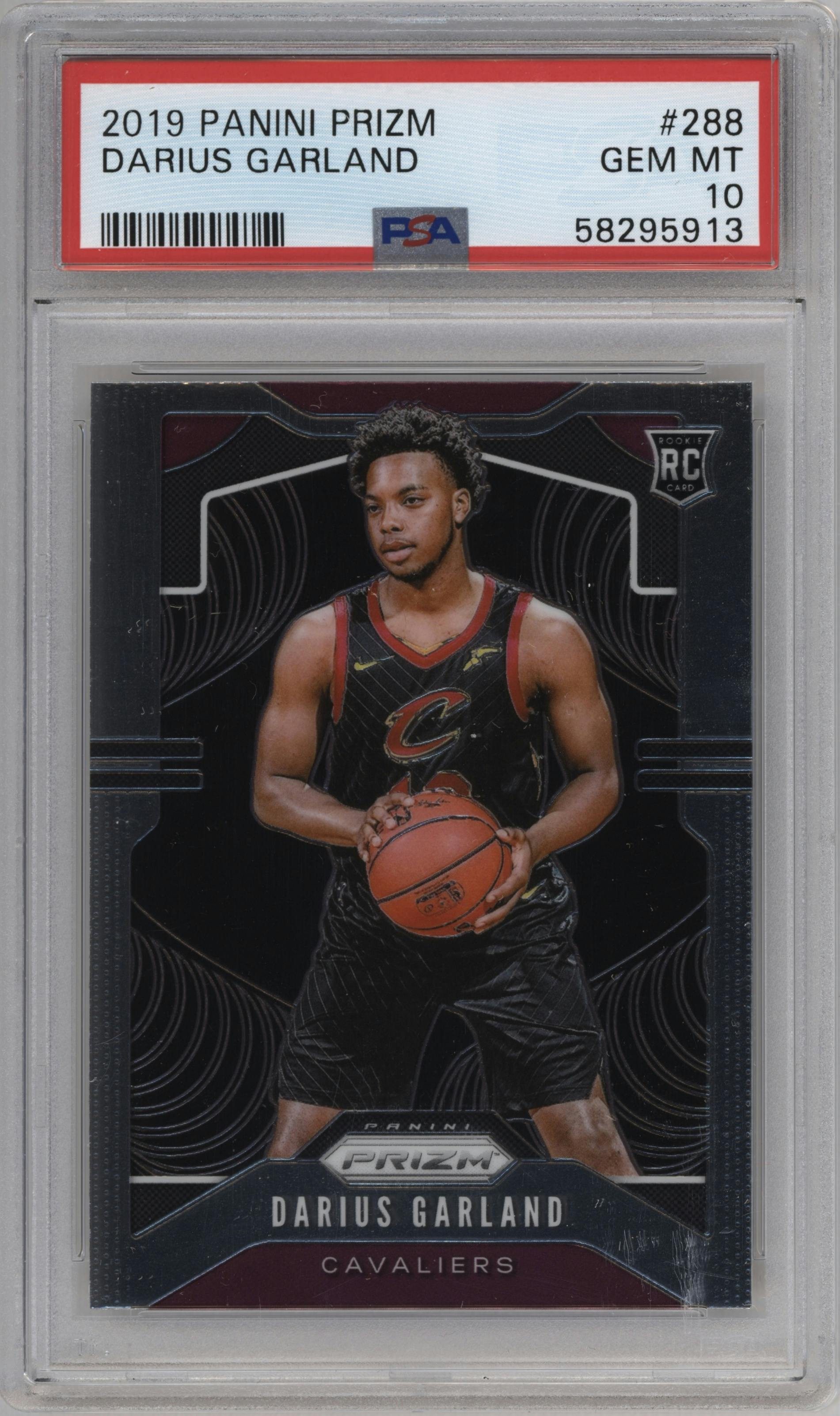 Darius Garland from the 2019-20 Panini Prizm set graded by PSA and given an overall grade of 10.