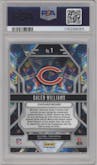 Caleb Williams from the 2024 Panini Prizm set featuring a Green Ice Prizm parallel graded by PSA and given an overall grade of 9.