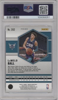 LaMelo Ball from the 2020-21 Panini Mosaic set featuring a Red Mosaic parallel graded by PSA and given an overall grade of 10.