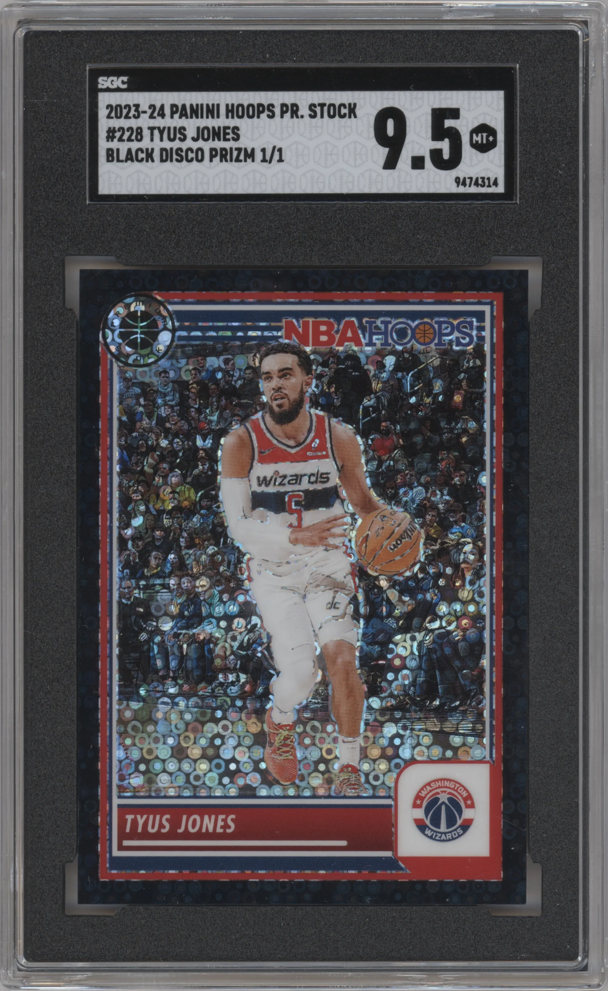 2023 Panini Hoops Premium Stock Tyus Jones Disco Black #228 SGC 9.5