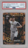 Paul Skenes from the 2024 Topps Chrome Update set featuring a Orange/Black Lava Lamp Refractors parallel graded by PSA and given an overall grade of 10.