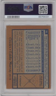 Eddie Murray from the 1978 Topps set graded by PSA and given an overall grade of 6.
